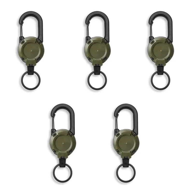Retractable Carabiner Key Reel | Heavy-Duty Wire Rope Clip Retractable Key Reel QXL Green 5pcs