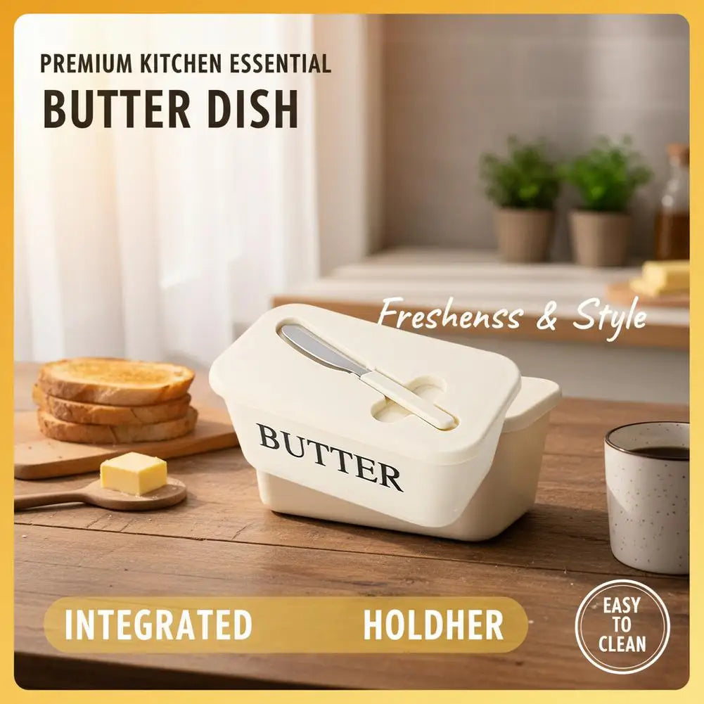 Butter Dish with Lid & Stainless Steel Spreader | Food Storage Butter Dish QXL
