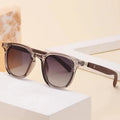 Retro Wood Grain Square Sunglasses UV Protection Unisex Retro Sunglasses QXL smoky gray