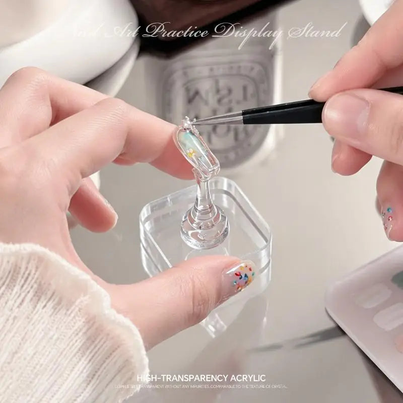 Magnetic Acrylic Nail Practice Base | Clear Thickened Holder Nail Practice Stand QXL