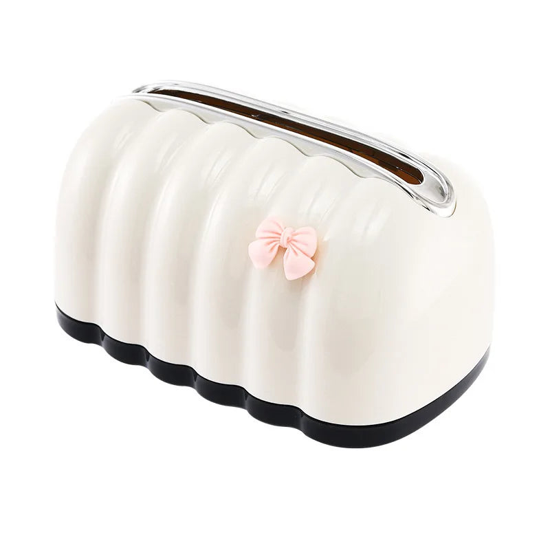Black Toast Tissue Box | Large Capacity Desktop Napkin Holder Tissue Box Holder QXL WHITE