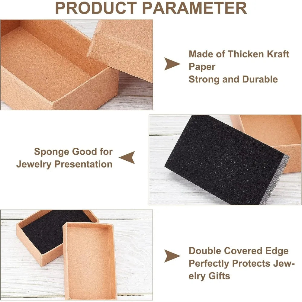 24-Pack Kraft Cardboard Jewelry Boxes with Sponge Insert 3.1x2" Jewelry Gift Box QXL