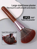 Wooden Handle Makeup Brush | Powder, Blush & Contour Makeup Brush QXL Brown