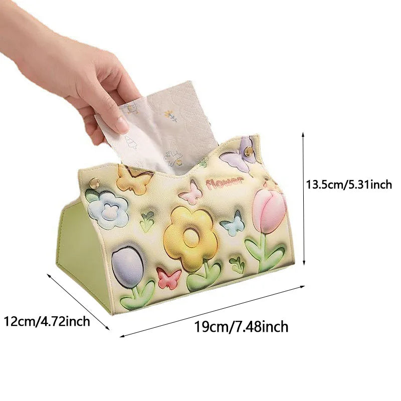 3D Leather Tissue Box Cover | Decorative Home Holder Tissue Box Cover QXL