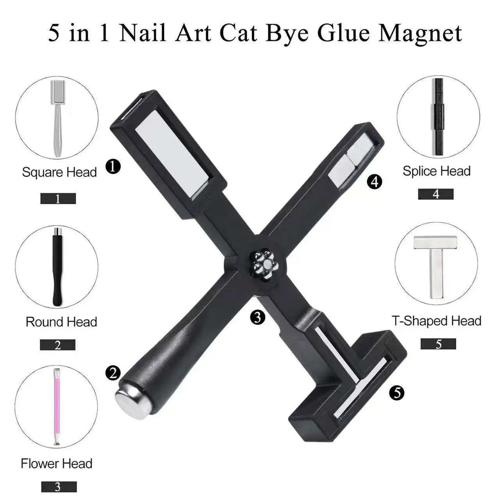 5-in-1 Cat Eye Nail Magnet Pen | Glitter Manicure Tool Nail Magnet Pen QXL