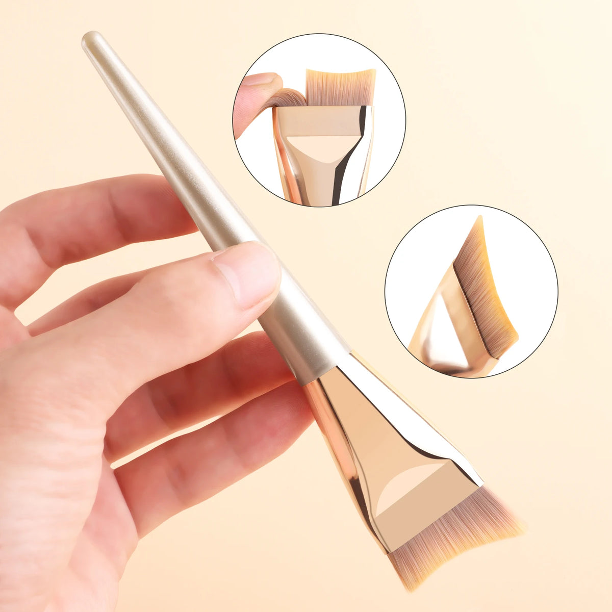 Ronshadow Crescent Flat Head Foundation Brush | 2-Pack Foundation Makeup Brush QXL