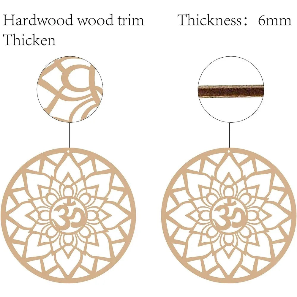 12" Om Lotus Sacred Geometry Wooden Wall Art | Laser Cut Wooden Wall Art QXL