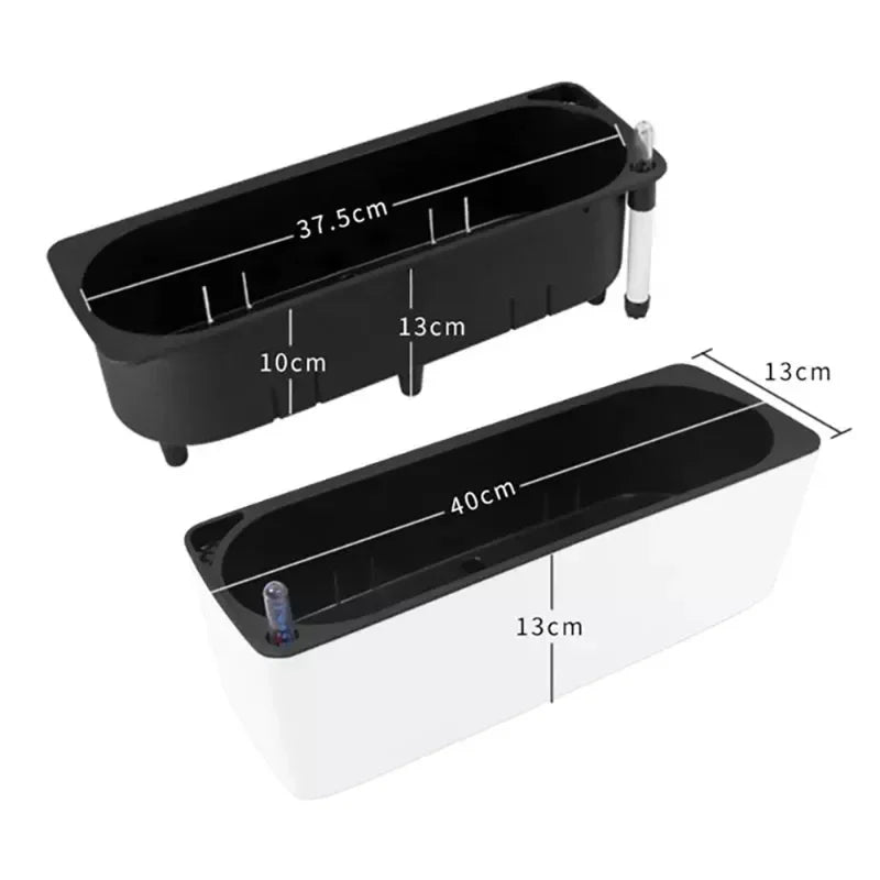 Rectangular Self-Watering Planter & Water Level Indicator Self-Watering Planter QXL WHITE