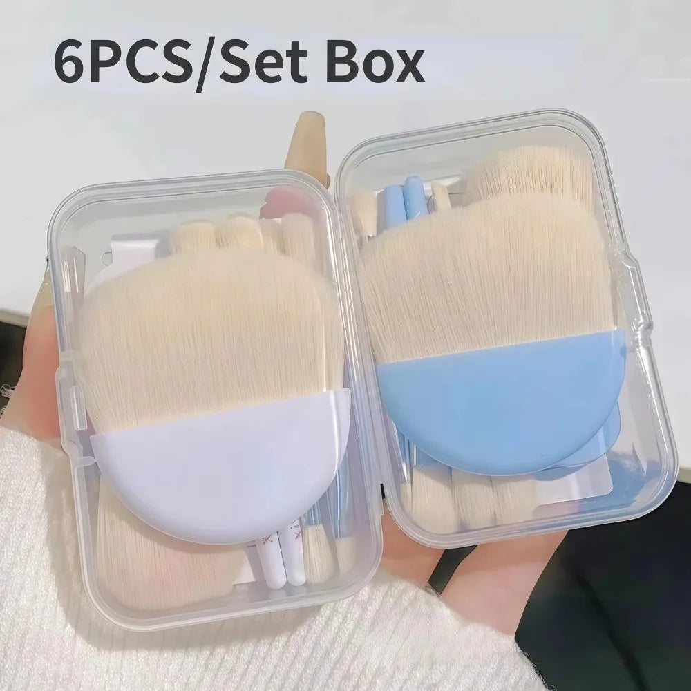 6-Piece Mini Makeup Brush Set with Storage Box | Soft Bristles Mini Makeup Brush Set QXL
