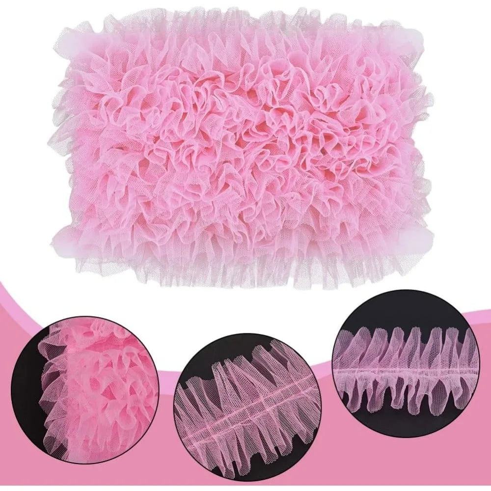 10 Yards Pleated Lace Trim | 6cm Ruffle Organza Ribbon Lace Trim Ribbon QXL