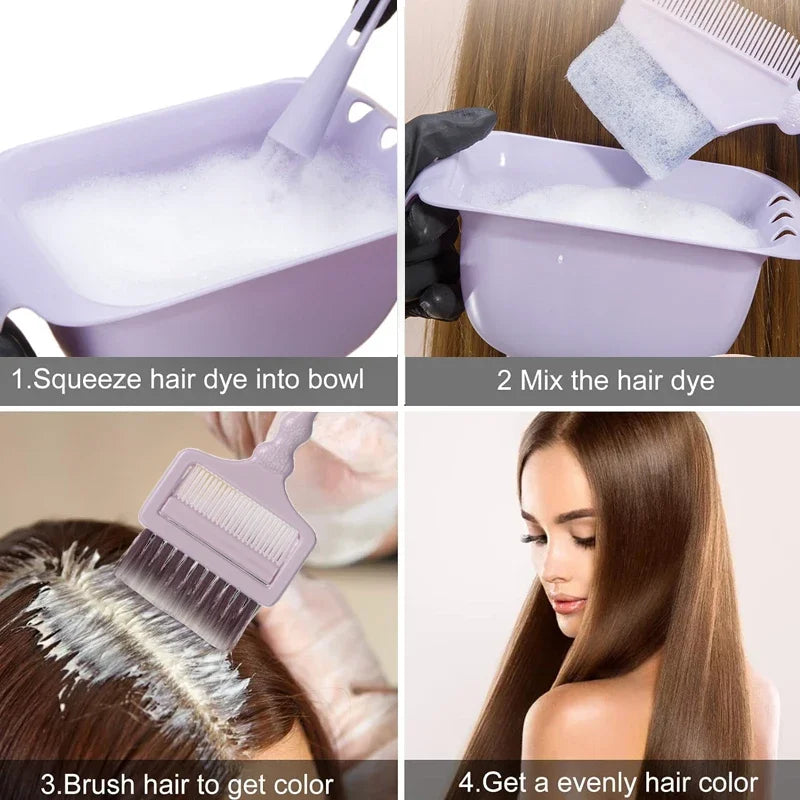 4-Piece Hair Dye Set – Tinting Bowl, Brush & Stirrer Kit Hair Dye Tool Set QXL