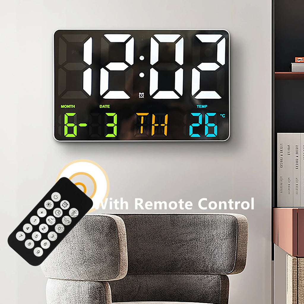 Dreamburgh LED Digital Wall Clock with Remote | Temp & Date LED Wall Clock QXL
