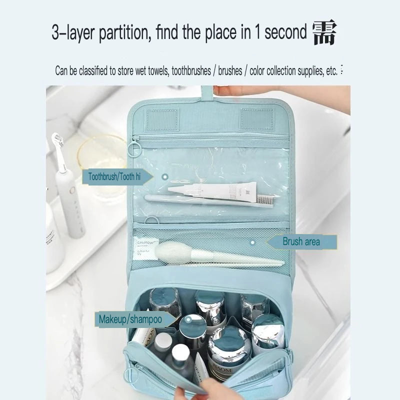 Foldable Travel Makeup Bag | Large Capacity Toiletry Organizer Travel Makeup Bag QXL