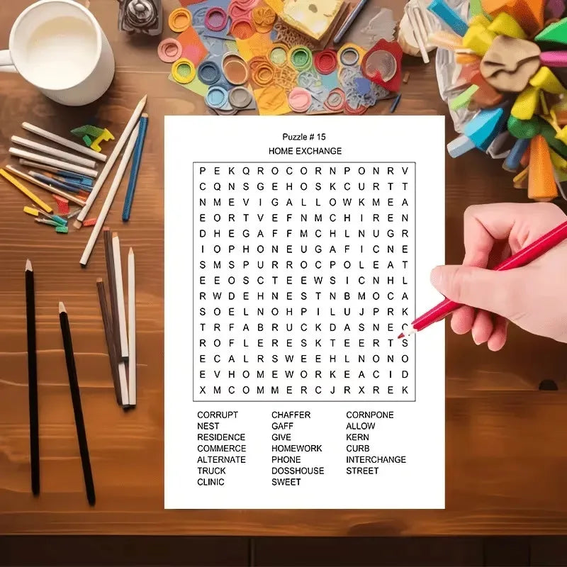 Large Print Word Search & Crossword Puzzle Book – 9,000 Words Puzzle Activity Book QXL