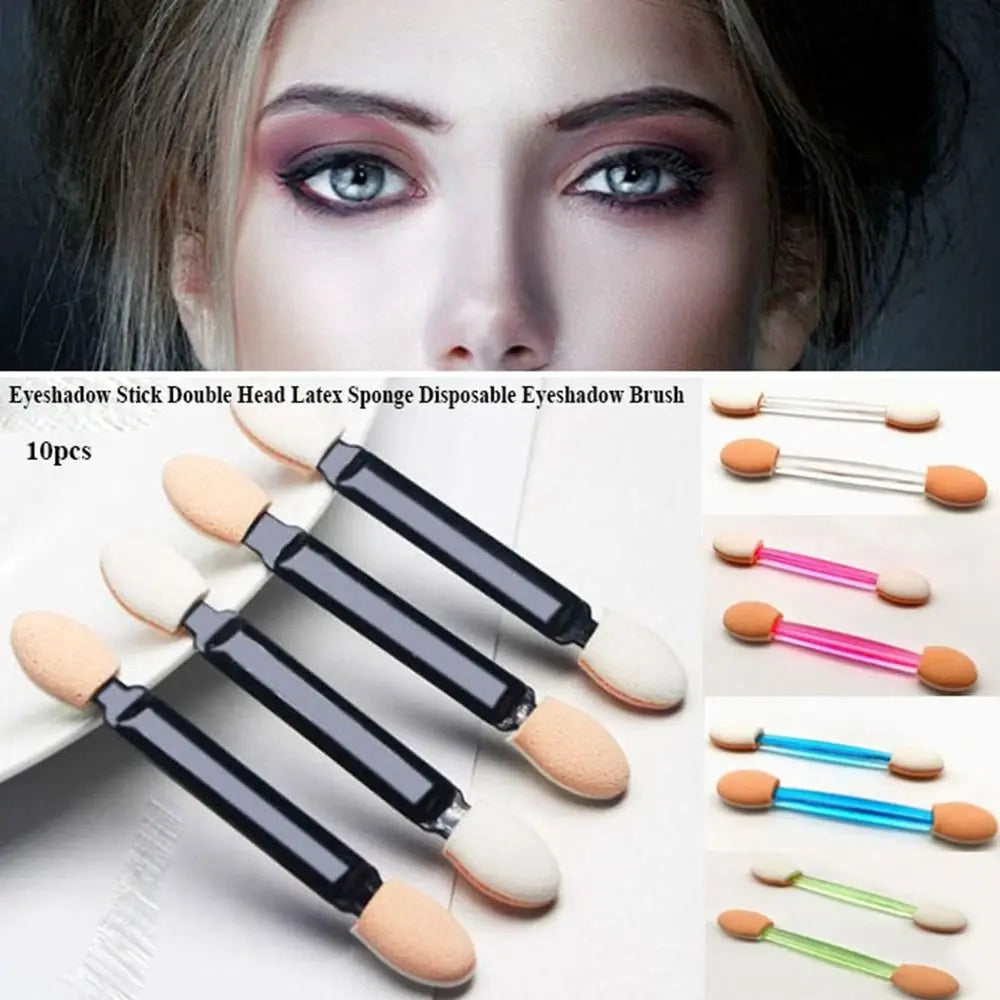 10-Pack Disposable Eyeshadow Sponge Stick Brushes | Double & Single Eyeshadow Applicator Brush QXL