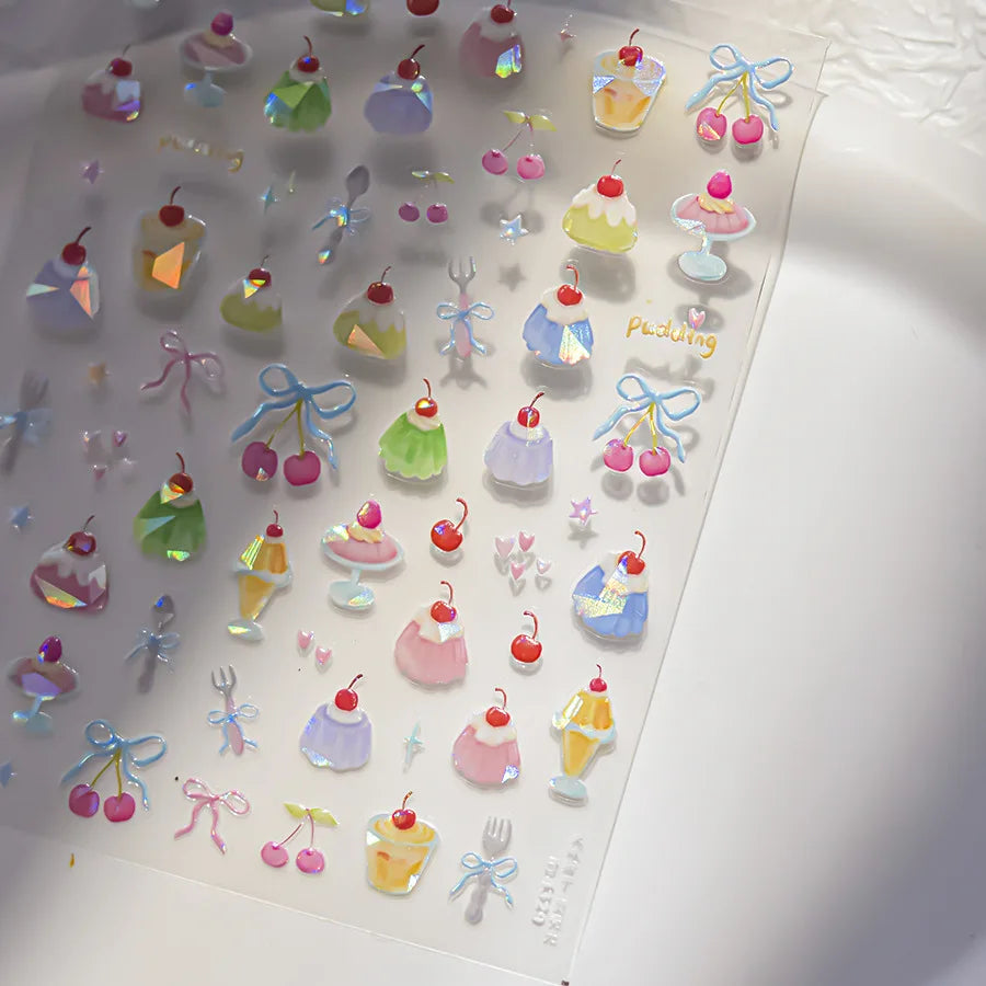 5D Fruit & Wine Glass Nail Stickers | Summer Manicure Decals Nail Art Stickers QXL