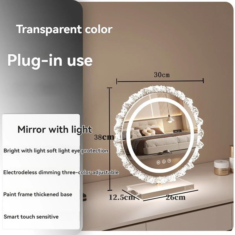 Sunflower LED Vanity Mirror | Tri-Color Dimming Desktop Mirror LED Vanity Mirror QXL W30H38