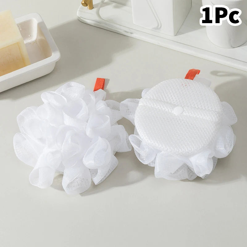 2-in-1 Loofah Bath Ball | Soap Dispenser & Body Scrubber Exfoliating Bath Scrubber QXL White