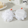 2-in-1 Loofah Bath Ball | Soap Dispenser & Body Scrubber Exfoliating Bath Scrubber QXL White