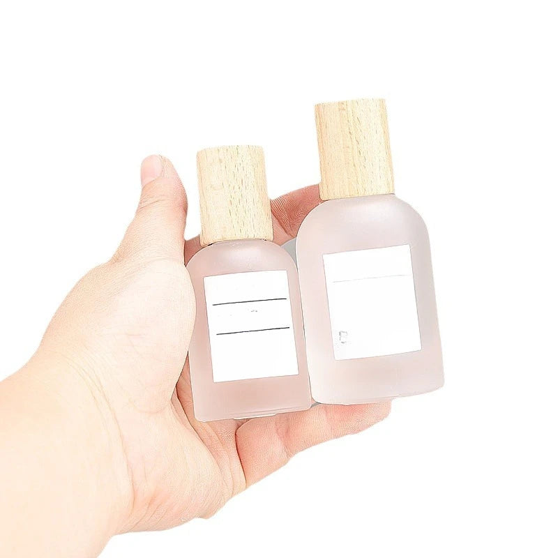 Frosted Glass Perfume Spray Bottle | Walnut & Beech Pump 30ml 50ml Perfume Atomizer Bottle QXL