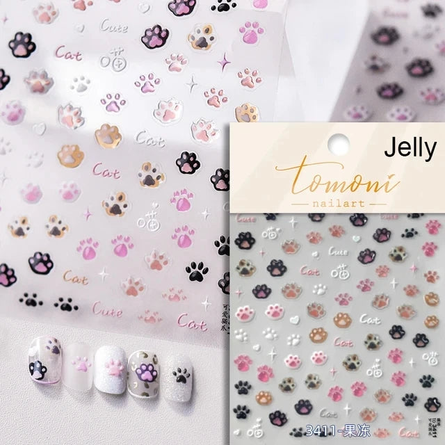 3D Embossed Animal Nail Stickers | Dog Cat Bunny Decals Nail Art Stickers QXL 1pcs TO3411
