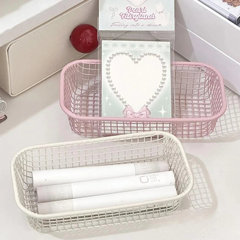 Metal Wire Desktop Storage Basket | Desk Organizer Holder Desktop Organizer Basket QXL