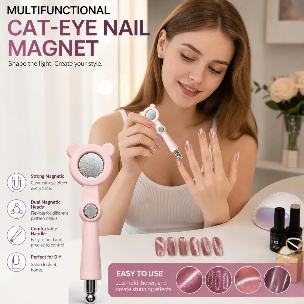 5-in-1 Bear Cat Eye Nail Magnet Tool | Petal & 3D Nail Art Nail Magnet Tool QXL