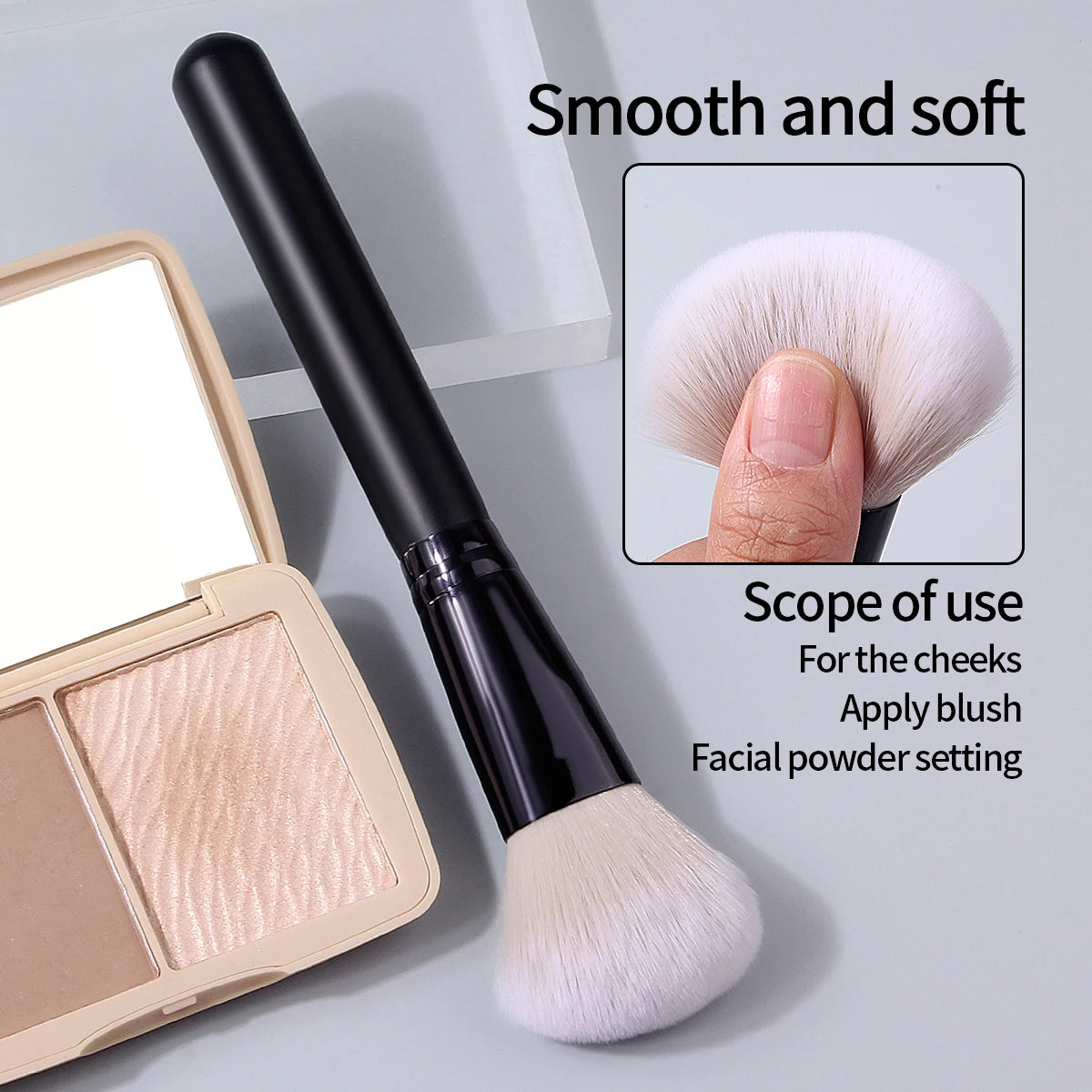 Soft Multi-Purpose Makeup Brush – Blush, Contour & Powder Makeup Brush QXL black