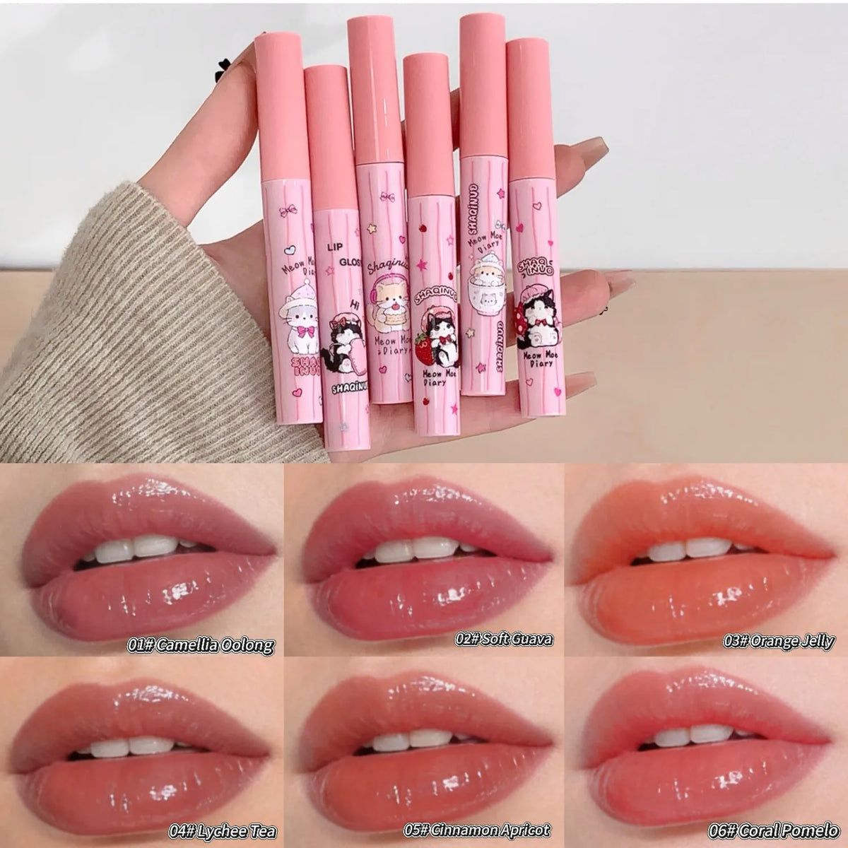 6-Piece Mirror Lip Gloss Set – Waterproof Moisturizing Lip Tint Lip Gloss Set QXL 1 SET