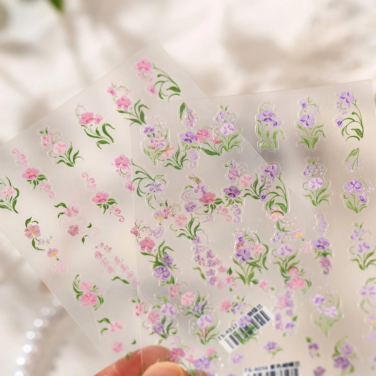 5D Orchid & Calligraphy Nail Stickers | Self-Adhesive Manicure Art Nail Art Stickers QXL