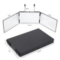 360° Trifold Makeup Mirror | Height-Adjustable Telescoping Hook Trifold Makeup Mirror QXL Black