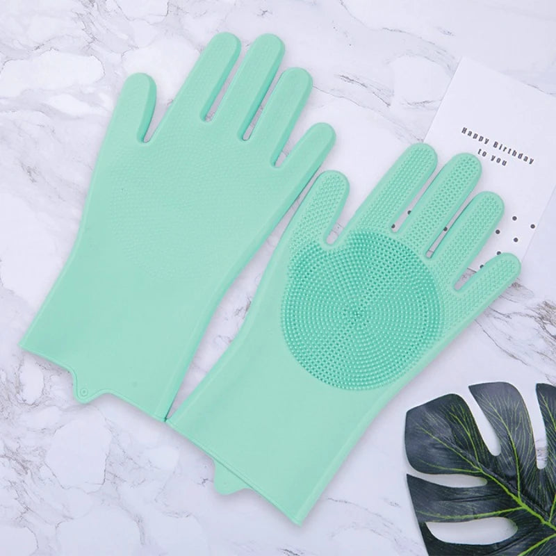 Silicone Pet Bathing Gloves | Dog & Cat Massage Cleaning Pet Grooming Gloves QXL Mint green 1pair