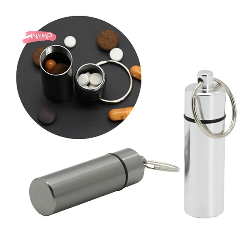 Waterproof Aluminum Pill Box Keychain | Portable Travel Case Pill Box Keychain QXL