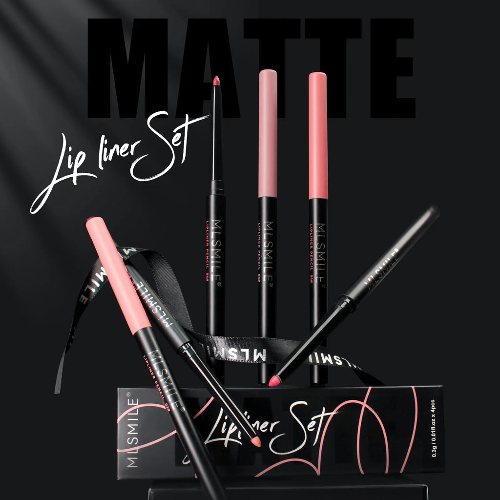 Waterproof Velvet Matte Lip Liner & Lipstick Set | 4-Piece Lip Liner Set QXL