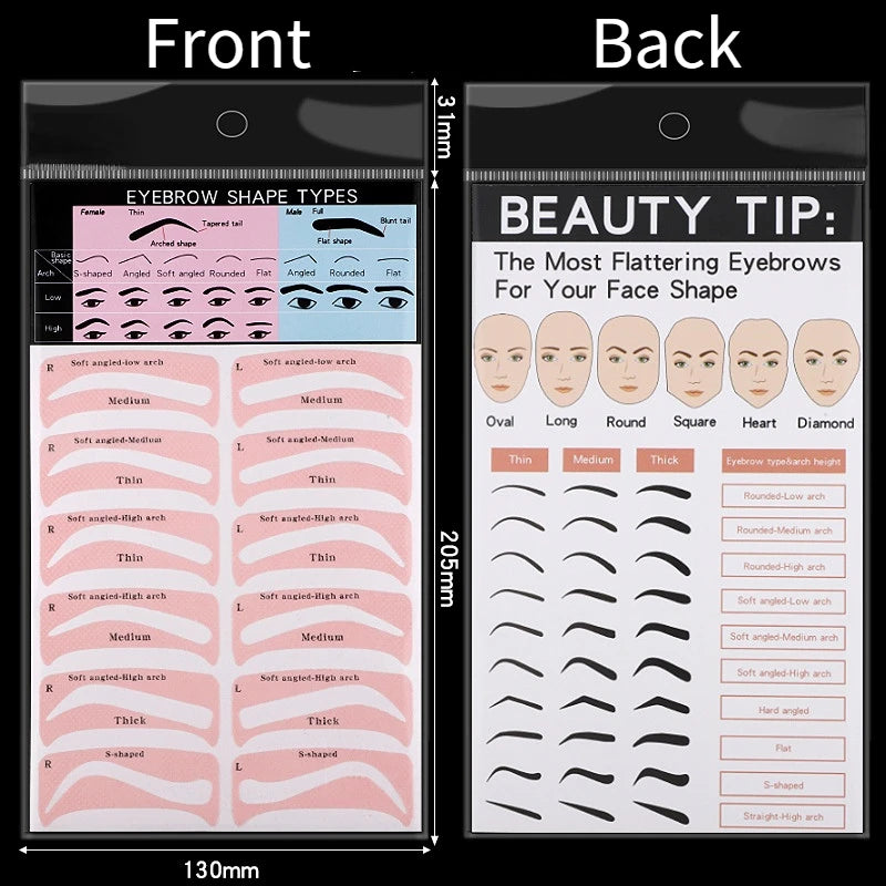 4-Sheet Reusable Eyebrow Stencils & Brow Shaping Tool Set Eyebrow Stencil Set QXL No.1 With Card