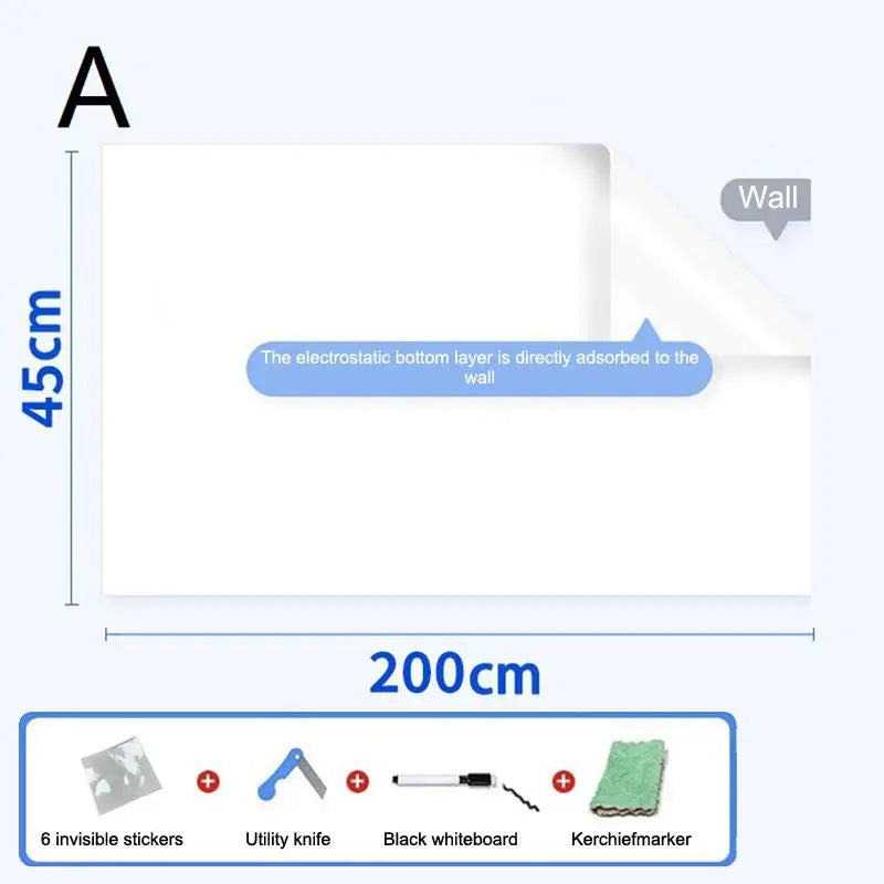 Reusable Electrostatic Whiteboard Wall Sticker | 45–60cm Wide Whiteboard Wall Sticker QXL A