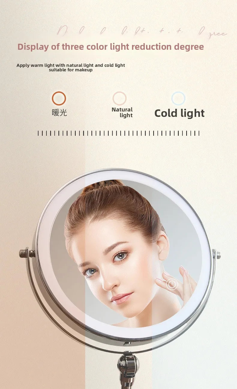 8" Lighted Makeup Mirror | 5x 7x 10x Magnification, 3 Colors Lighted Vanity Mirror QXL