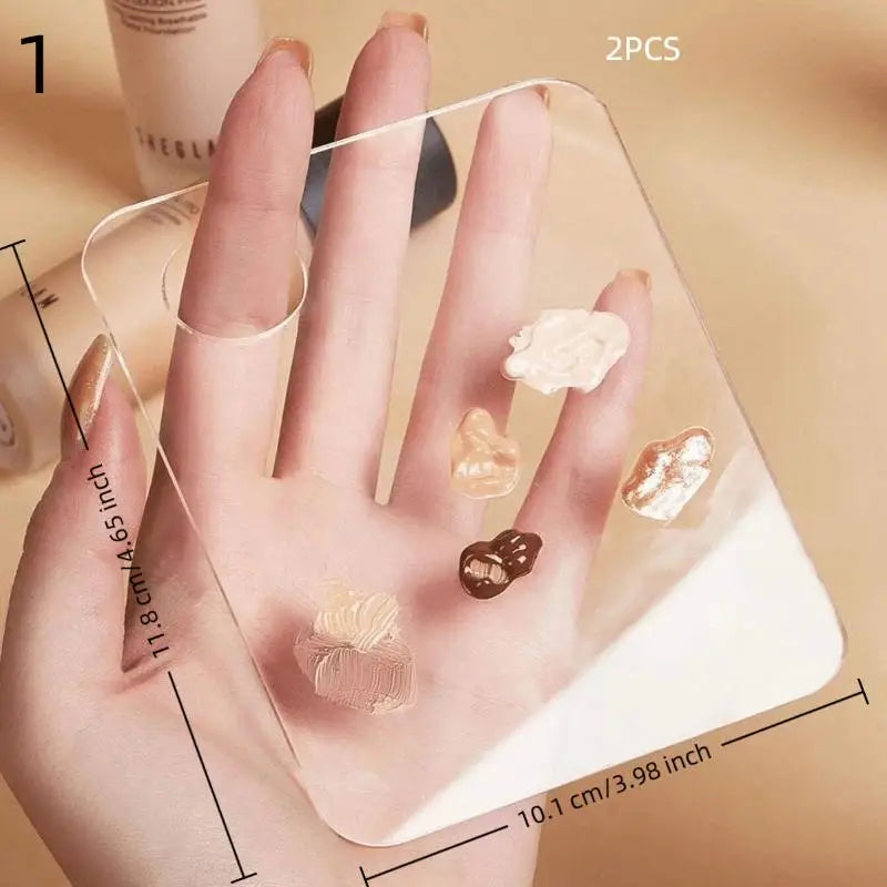 2-Pack Clear Acrylic Makeup Mixing Palette | Foundation Blending Makeup Mixing Palette QXL 1