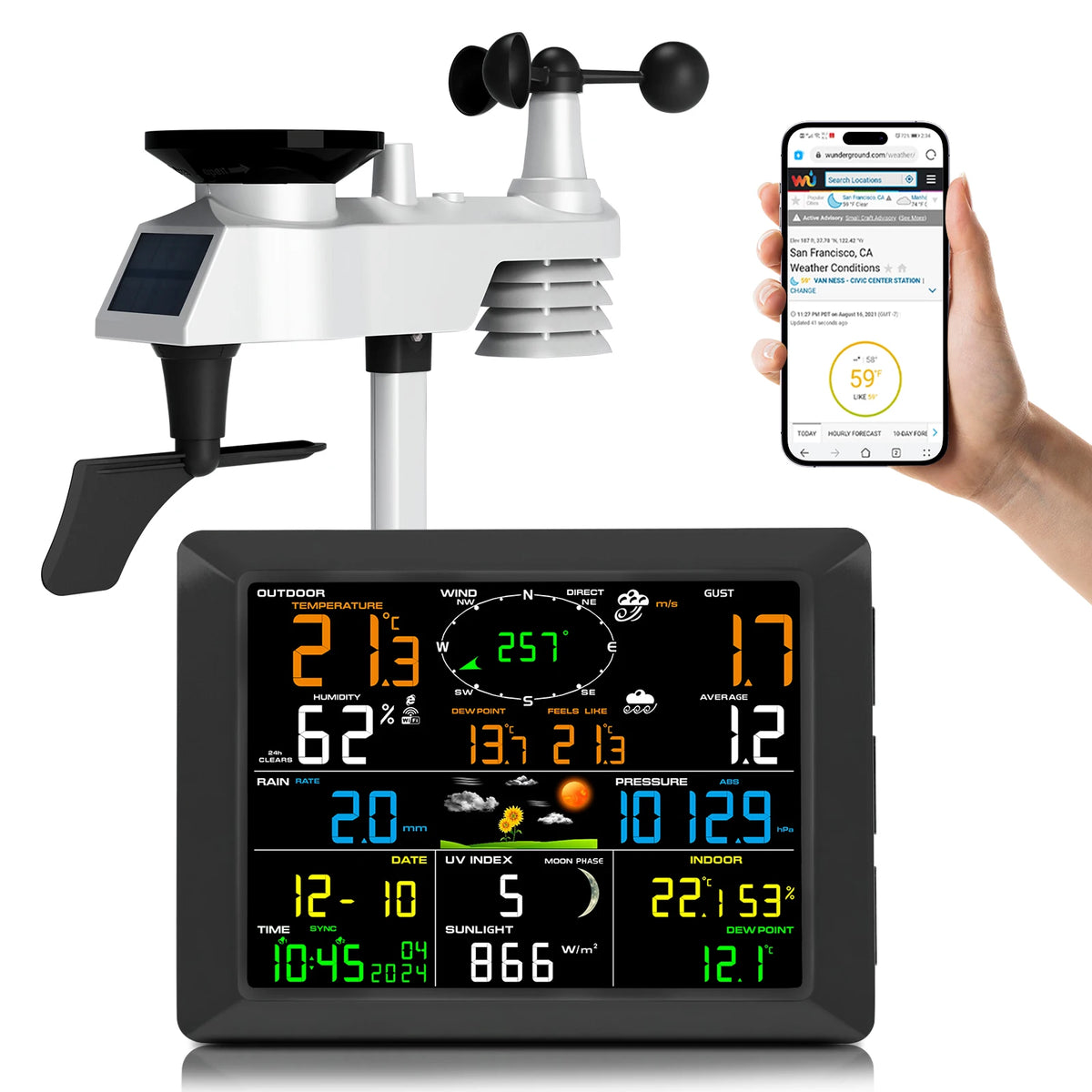 8.3" WiFi Weather Station 14-in-1 Solar Sensor 328FT Range WiFi Weather Station QXL FT0310-UK China Mainland