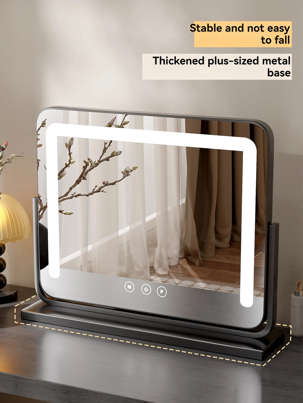 Large LED Tabletop Vanity Mirror | Rotating Smart Makeup Mirror LED Vanity Mirror QXL