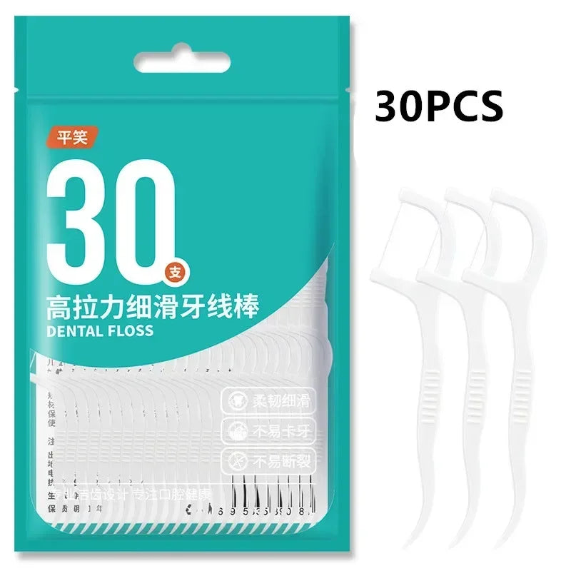 Brush Toothpick Floss Picks | Interdental Cleaner 30–600 Pack Dental Floss Picks QXL M75 30pcs