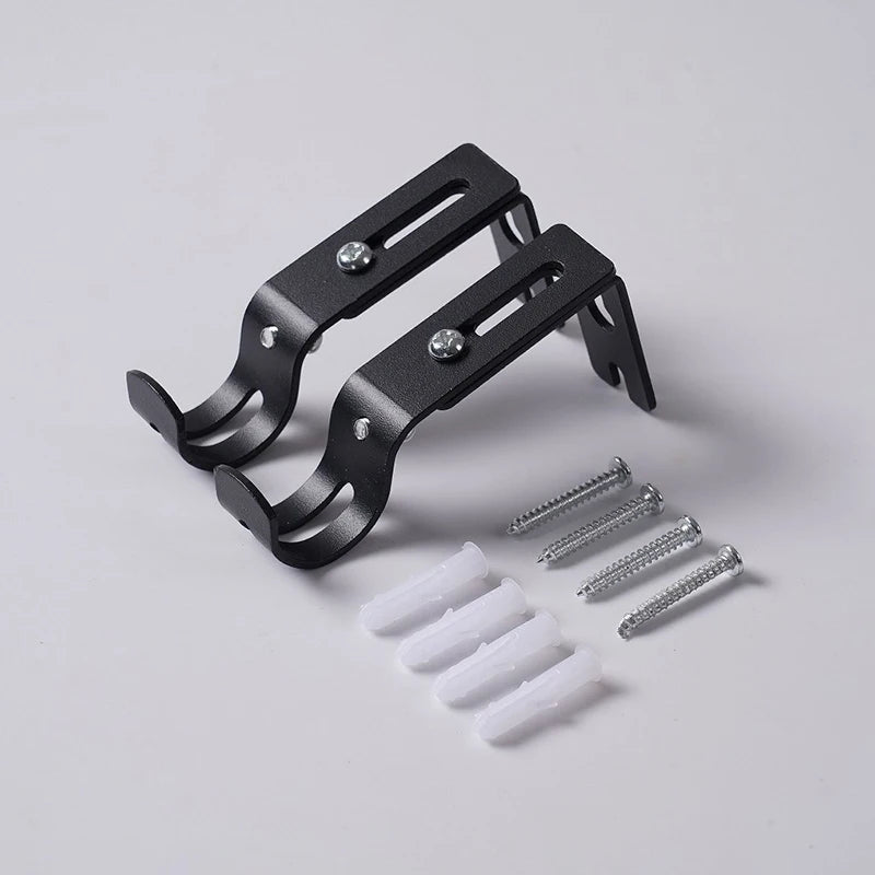 2-Pack Adjustable Wall-Mount Curtain Rod Brackets – Metal Curtain Rod Brackets QXL A-12pcs