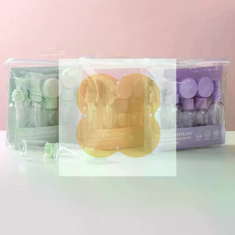Travel Refillable Bottle Set | 8-Pc Leak-Proof Cosmetic Kit Travel Bottle Set QXL
