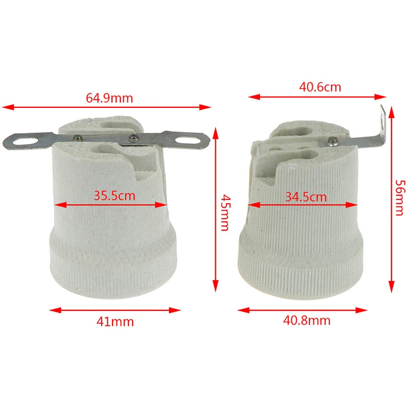 E27 Ceramic Screw Base Socket | High-Temp Bulb Holder Ceramic Lamp Socket QXL