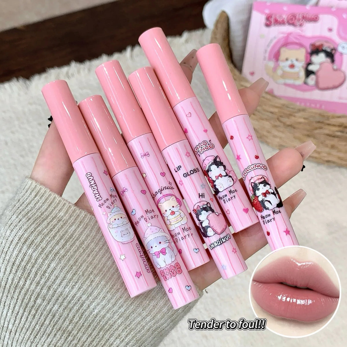 6-Piece Mirror Lip Gloss Set – Waterproof Moisturizing Lip Tint Lip Gloss Set QXL