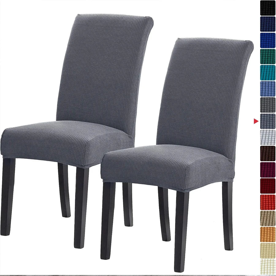 Plaid Stretch Dining Chair Covers 1/3/6 Pcs | Removable Dining Chair Covers QXL Dark gray 6pcs
