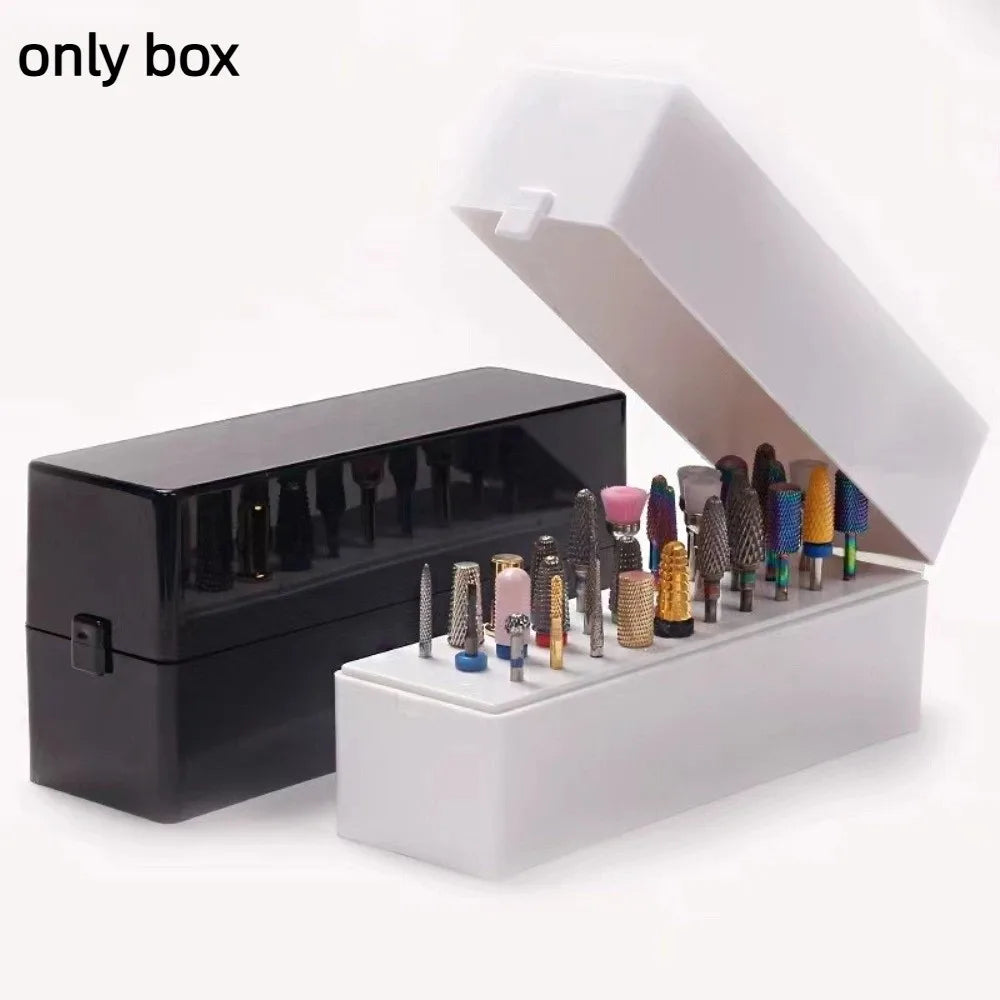 30-Slot Dustproof Nail Drill Bit Holder Case | Manicure Nail Drill Bit Holder QXL