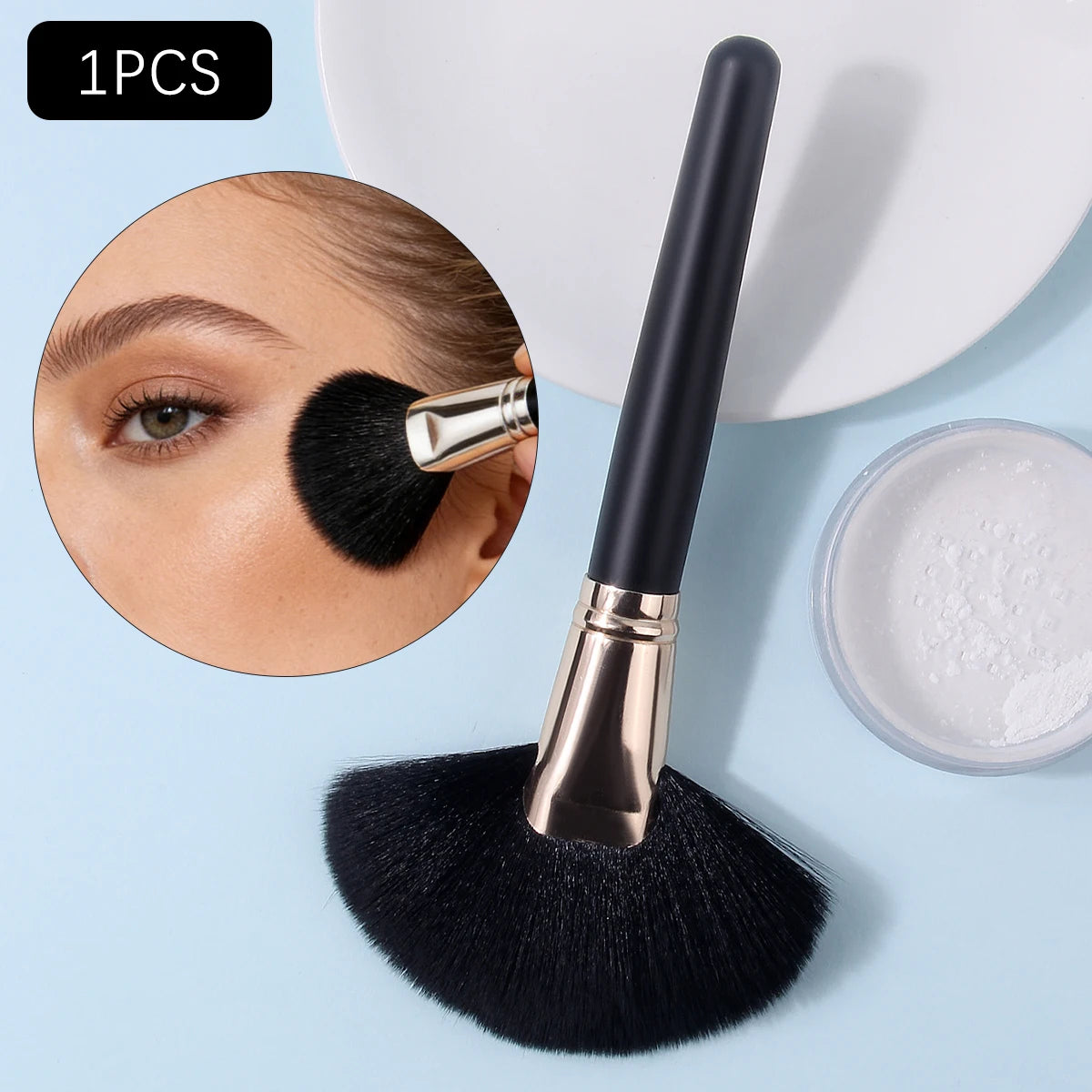 KOSSHOW Fluffy Fan Brush – Blush, Contour & Bronzer Makeup Fan Brush QXL