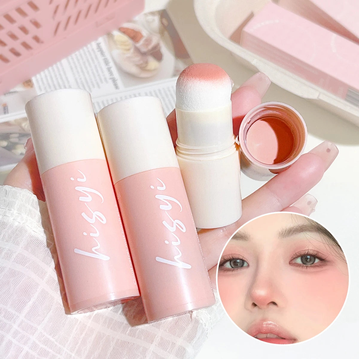 HISYI Cloud Velvet Blush Stick | Dual-Use Lips & Cheeks Cream Blush Stick QXL