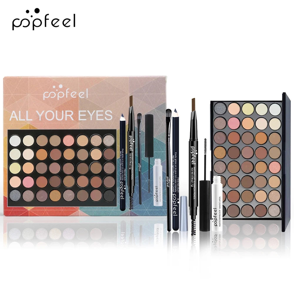 POPFEEL Eye Makeup Set – Eyeshadow, Eyeliner, Mascara & Brow Pencil Eye Makeup Gift Set QXL SET001A